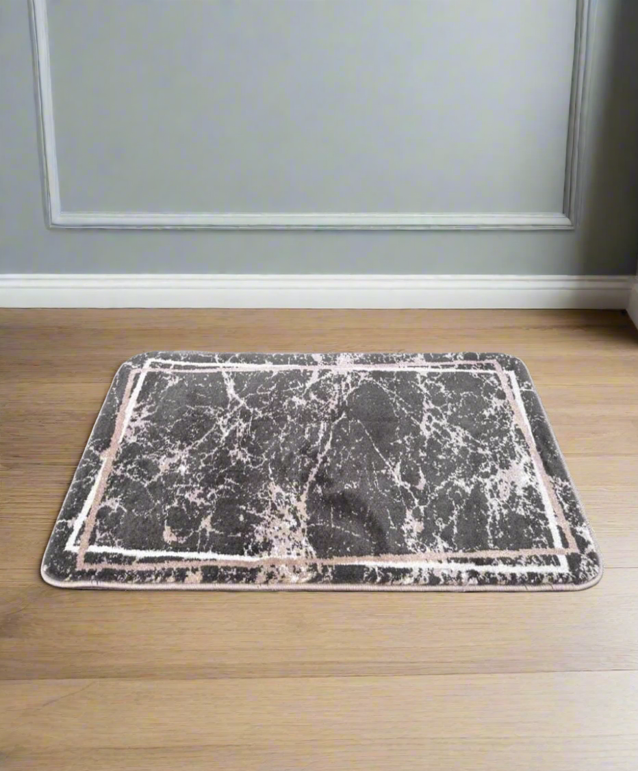 Grey and White Marble Pattern Door Mat