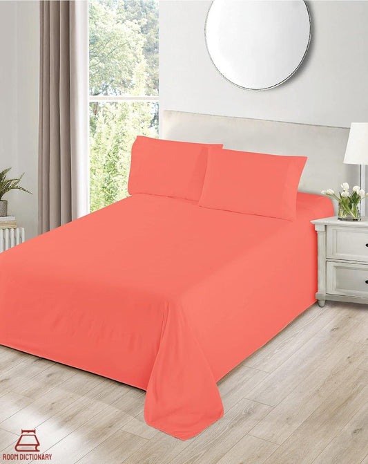 Coral Pink 3 Piece Bedsheet