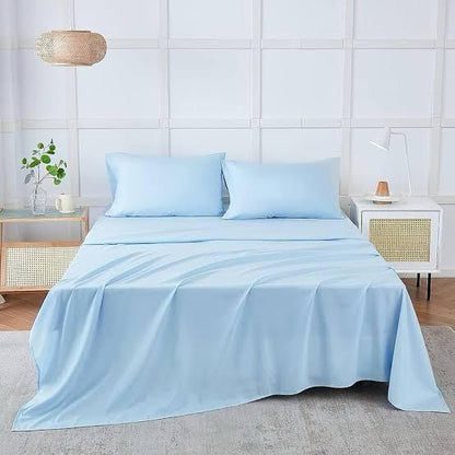 Sky Blue 3 Piece Bedsheet